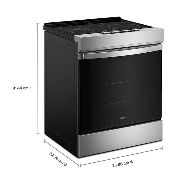 30 in. 4 Burner Elements Induction Slide In Range in AFP Stainless Finish with No Preheat Air Fry