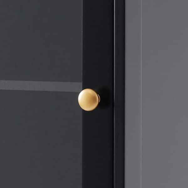 14.21 in. W x 17.76 in. D x 62.99 in. H Black MDF Freestanding Linen Cabinet with Adjustable Shelf