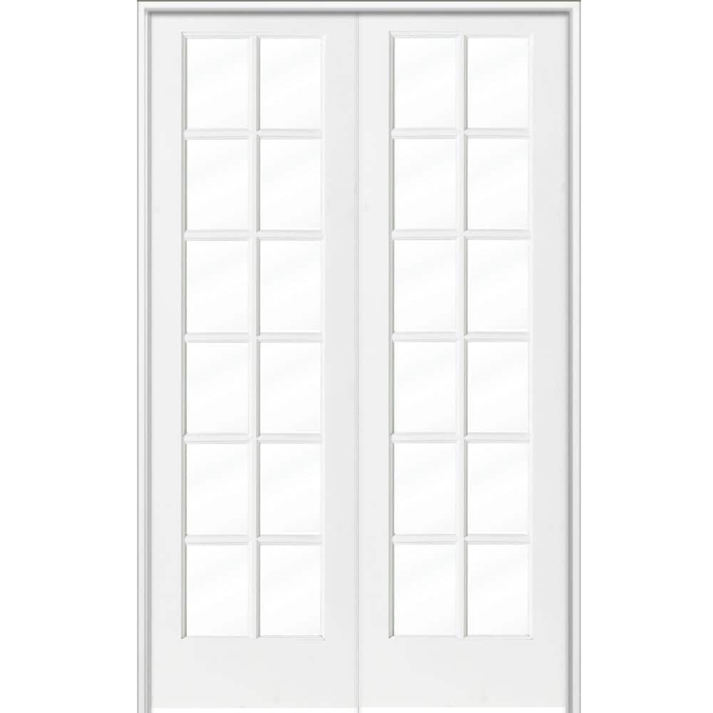 Krosswood Doors 56 in. x 96 in. Craftsman Shaker 12-Lite Both Active ...