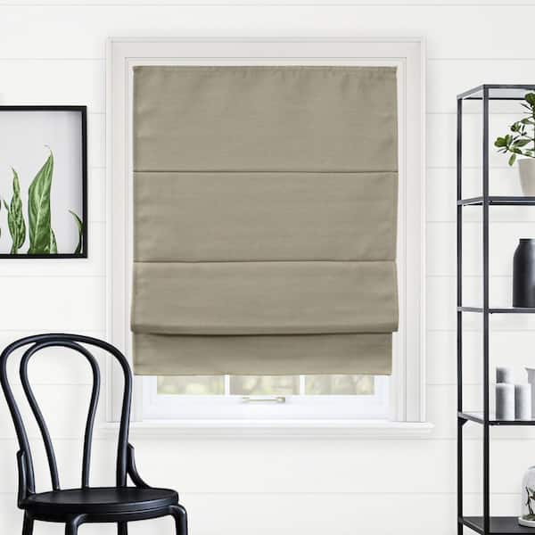 Del Mar Ready-Made Sandcastle Cordless Blackout Privacy Fabric Roman Shade 36 in. W x 64 in. L