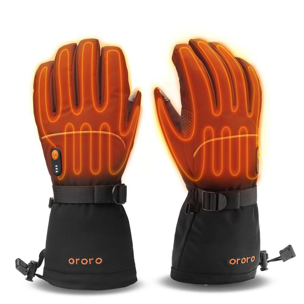 ORORO Unisex Large Heated Gloves, Rechargeable Heated Motorcycle Gloves for Skiing, Hiking and