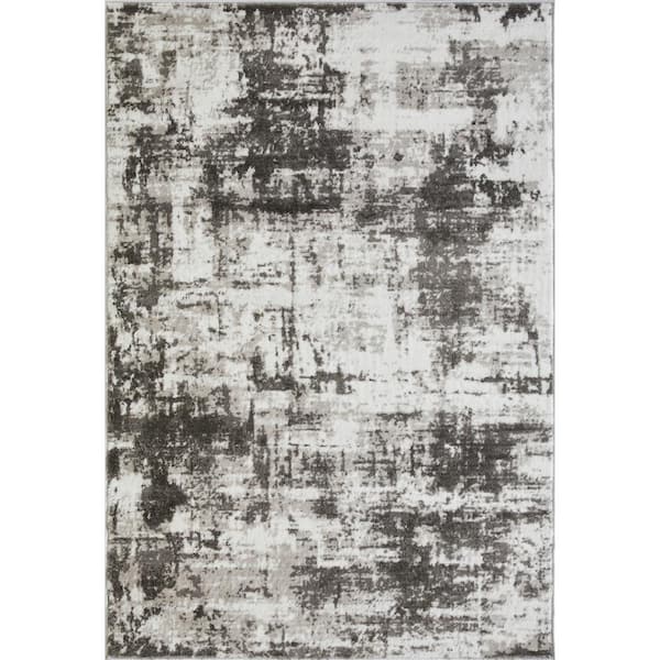 LOOMAKNOTI Rhane Vearali Gray 4 ft. x 6 ft. Abstract Polypropylene Area Rug