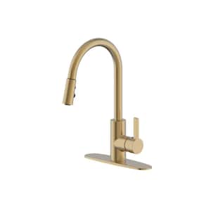 Single-Handle Pull-Down Sprayer Standard Kitchen Faucet with Spray Options in Matte Gold