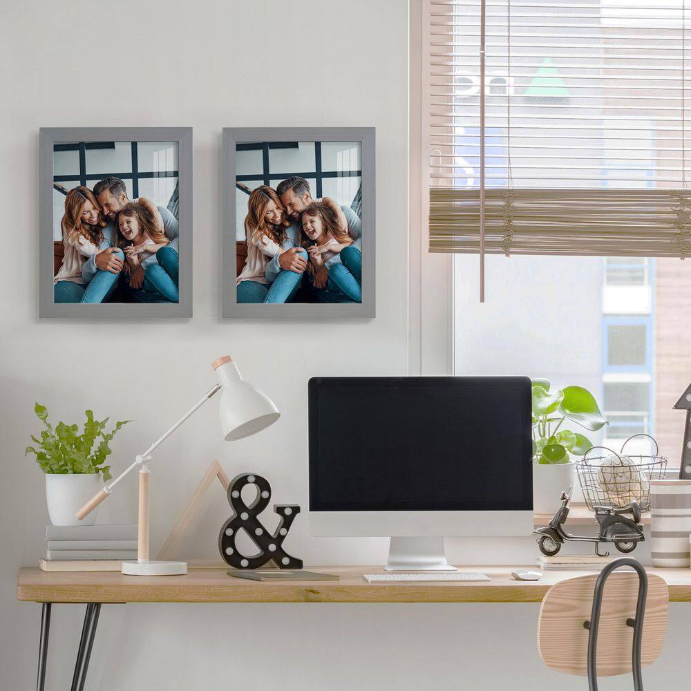 Gray 8" x 10" Real Wood Picture Frame Set