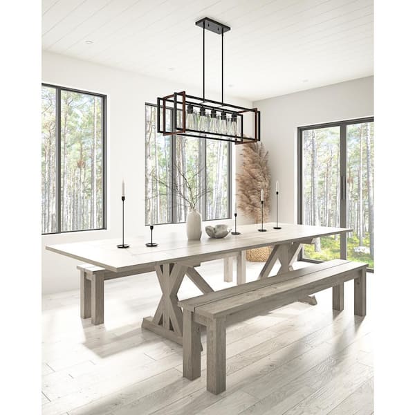 aiwen 5 Light Black Kitchen Island Statement Square Chandelier