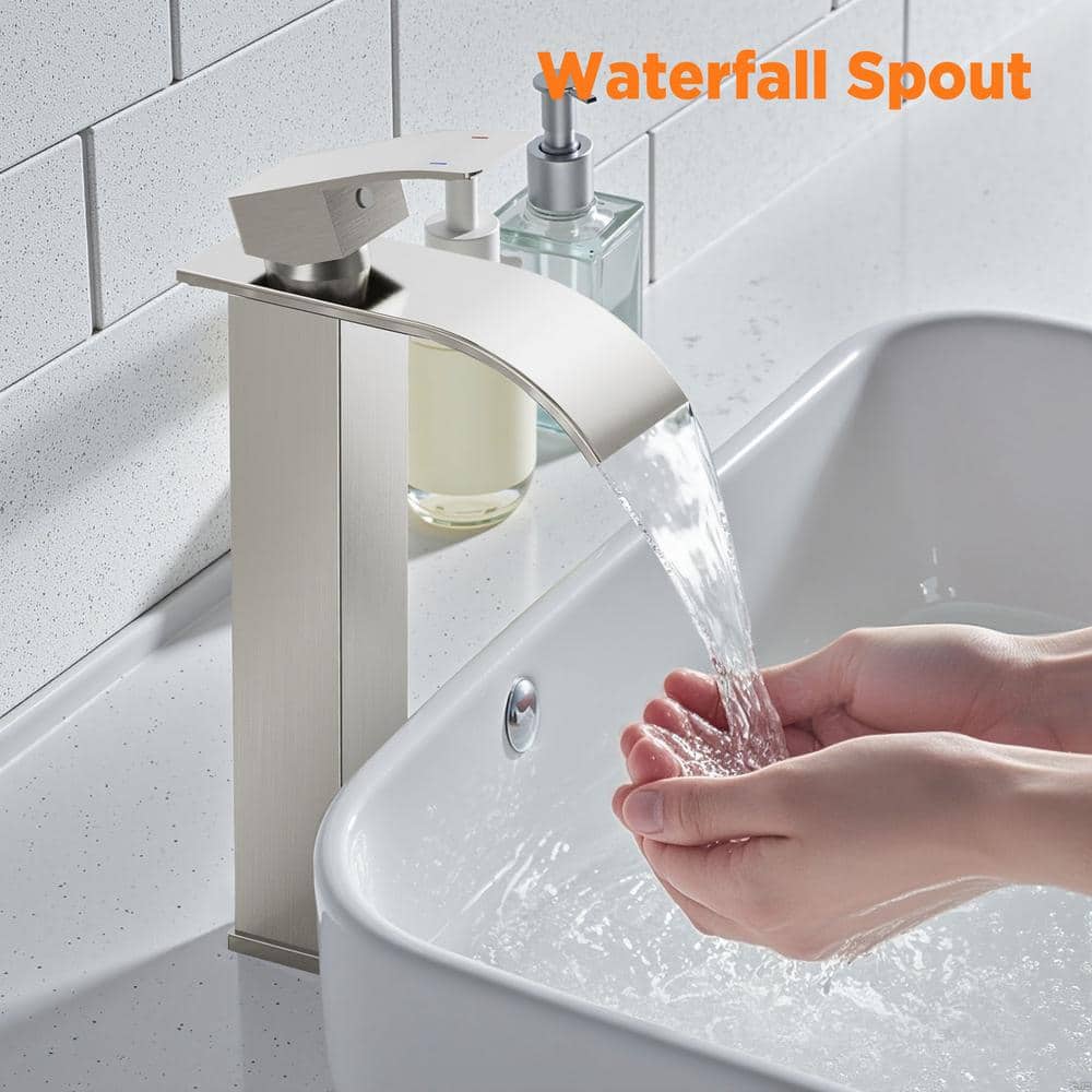 Brushed Nickel Single Handle High Arc Bathroom Faucet