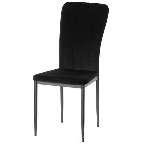 FABULAXE Black Modern and Contemporary Tufted Velvet Upholstered Accent Dining Chair