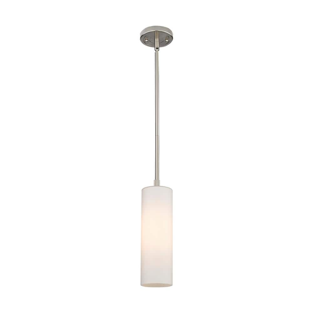 Crown Point 100-Watt 1 Light Satin Nickel Shaded Pendant Light with Frosted glass Frosted Glass Shade price history on PriceWatchPro