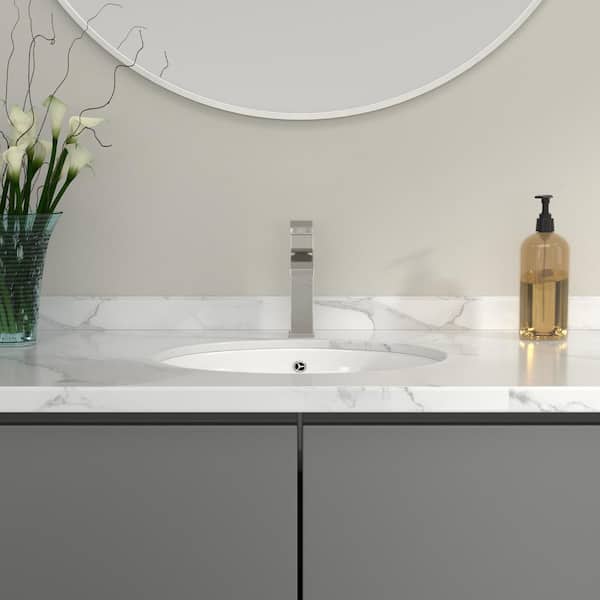 Logmey 18 in . Undermount Oval Porcelain Ceramic Bathroom
