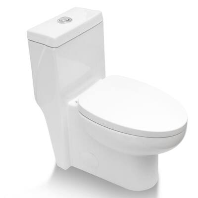 12 in. Rough-in 1-piece 1.1/ 1.6 GPF Dual Flush Round Toilet in White with Comfort Seat Height, Seat Included
