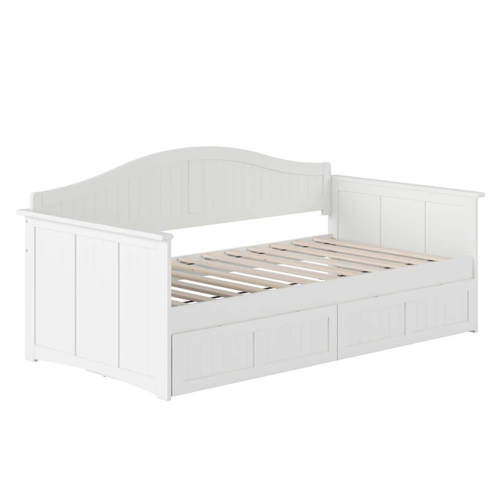 Nantucket White Twin Wood Daybed with Storage Drawers