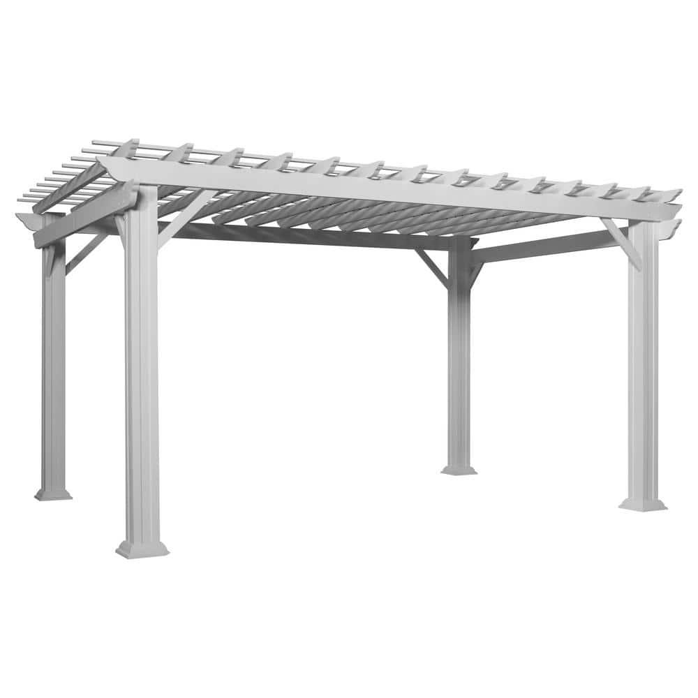 Backyard Discovery Hawthorne 14 ft. x 10 ft. White Steel Traditional Pergola-2105072COM - The 