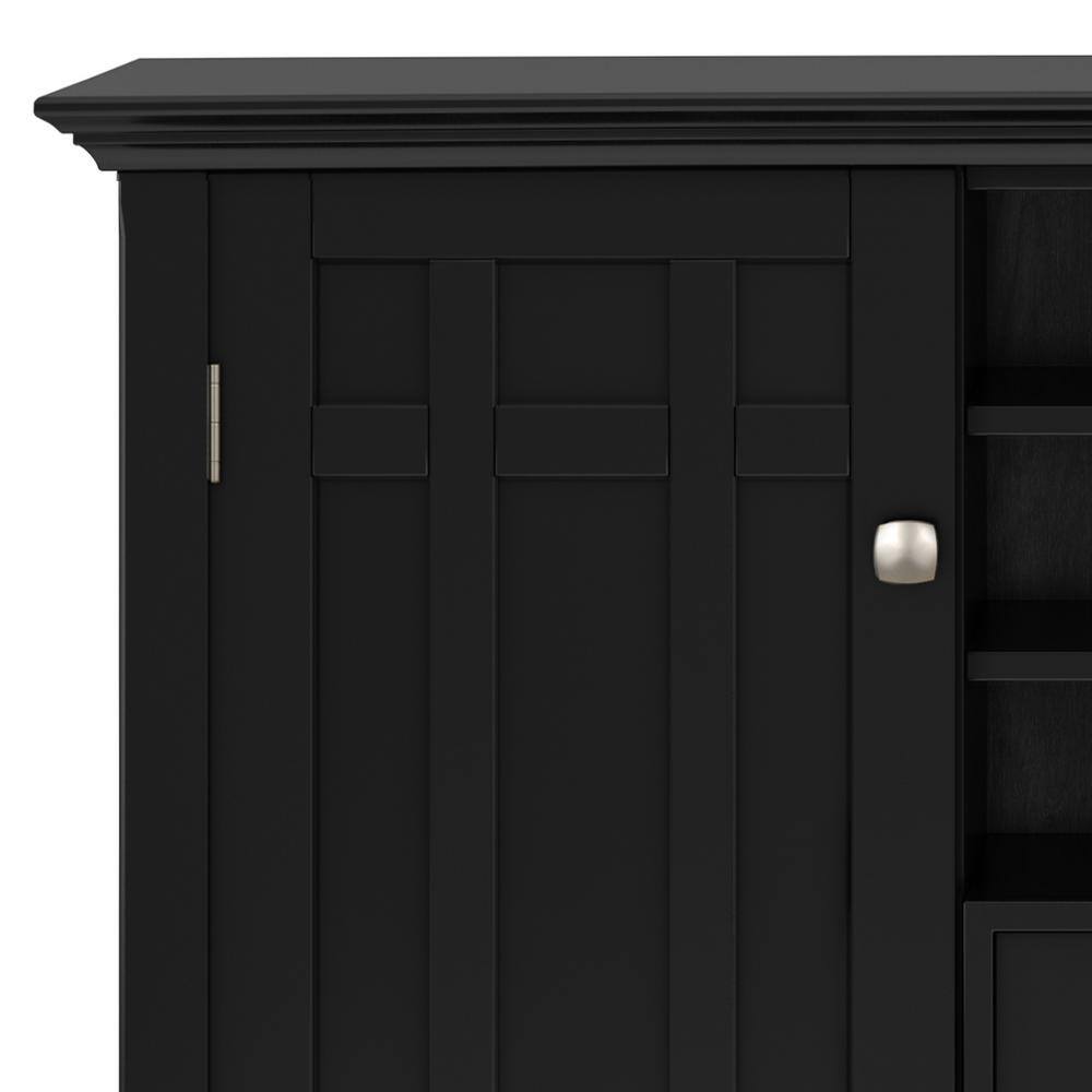 Bedford Black Solid Wood 54" Sideboard Buffet with Wine Rack