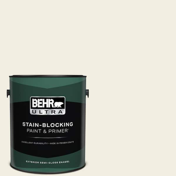 BEHR ULTRA 1 gal. #12 Swiss Coffee Semi-Gloss Enamel Exterior Paint & Primer