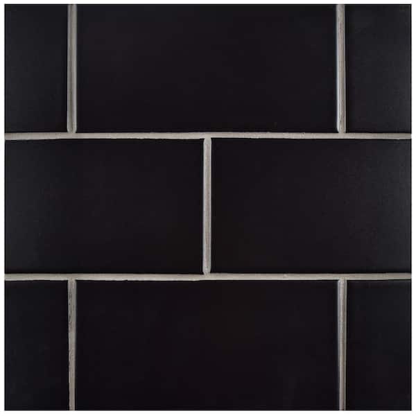 Merola Tile Projectos Black 3-7/8 in. x 7-3/4 in. Ceramic Floor and Wall Tile (11.0 sq. ft./Case)
