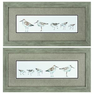 26 in. X 13 in. Woodtoned Gallery Picture Frame Pebbles and Sandpipers (Set of 2)