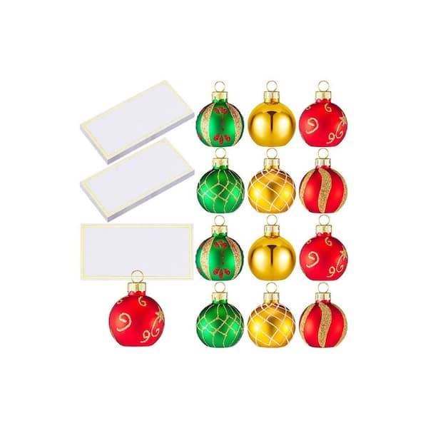 2 in. x 2 in. Red Glass Christmas Ornament Place Card Holders 24 Pieces