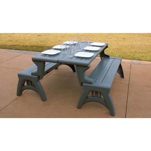 Gen 2 XL 3-Person Platinum Gray Plastic Outdoor Bench