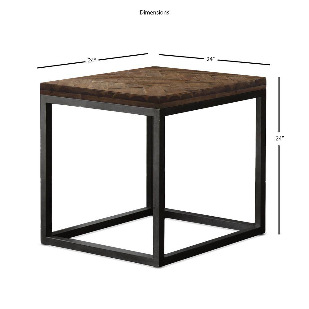 Lorenza Square Acacia Wood and Steel End Table
