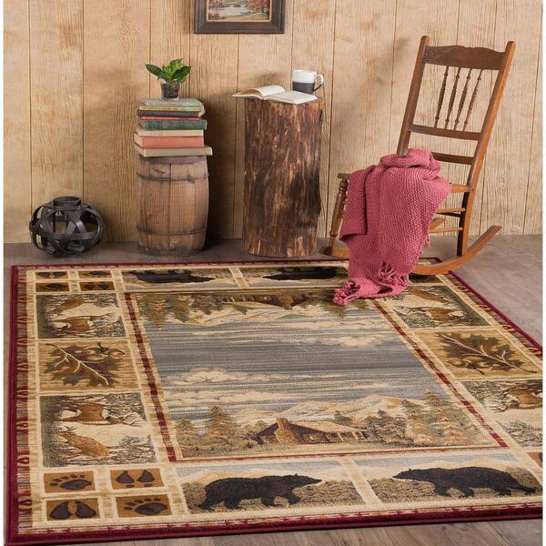Nature Lodge Red 8 ft. x 11 ft. Indoor Area Rug