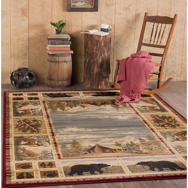 Nature Lodge Red 9 ft. x 12 ft. Indoor Area Rug