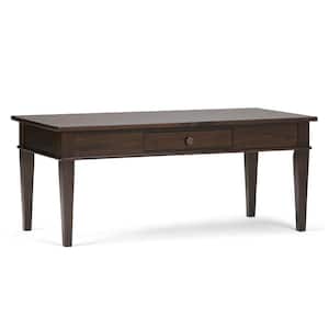 Carlton Solid Wood 44 in. Wide Rectangle Transitional Coffee Table in Dark Tobacco Brown