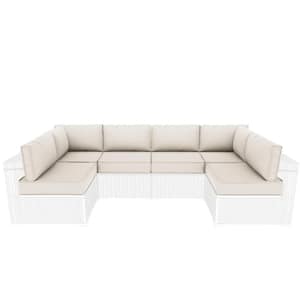 26 in. x 26 in. x 4 in. (14-Piece) Deep Seating Outdoor Sectional Cushion Cream