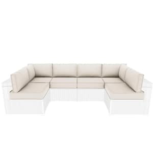 26 in. x 26 in. x 5 in. (14-Piece) Deep Seating Outdoor Sectional Cushion Cream