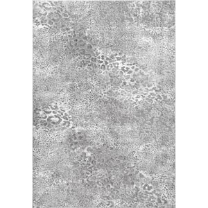 Faye Textured Contemporary Distressed Leopard Print Beige 6 ft. 7 in. x 9 ft. Indoor Area Rug