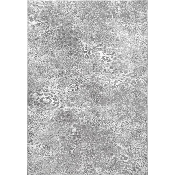 nuLOOM Faye Beige 5 ft. x 8 ft. Textured Contemporary Distressed Leopard Print Indoor Area Rug