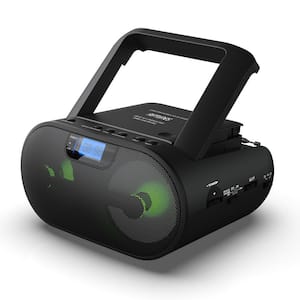 Radio MP3 CD BoomBox, Connect Phone Jack via Aux., Bluetooth, USB/SD, with Remote Control - Black