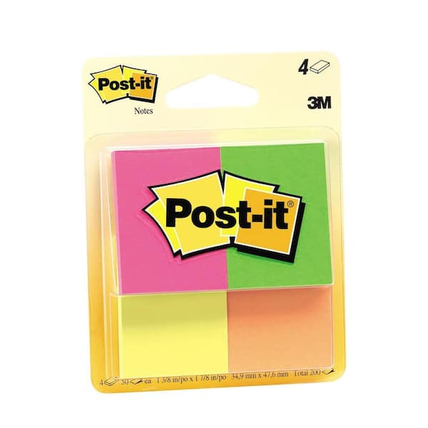 3M Post-It 1-3/8 in. x 1-7/8 in. Neon Ultra Collection Notes (48-Pack of 4-Pads)