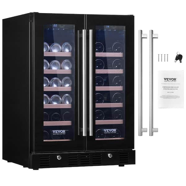 Wine Cooler, 110-Volt 78 Cans and 20 Bottles Under Counter Built-in or Freestanding Wine Cooler, Dual Zone, Blue Light