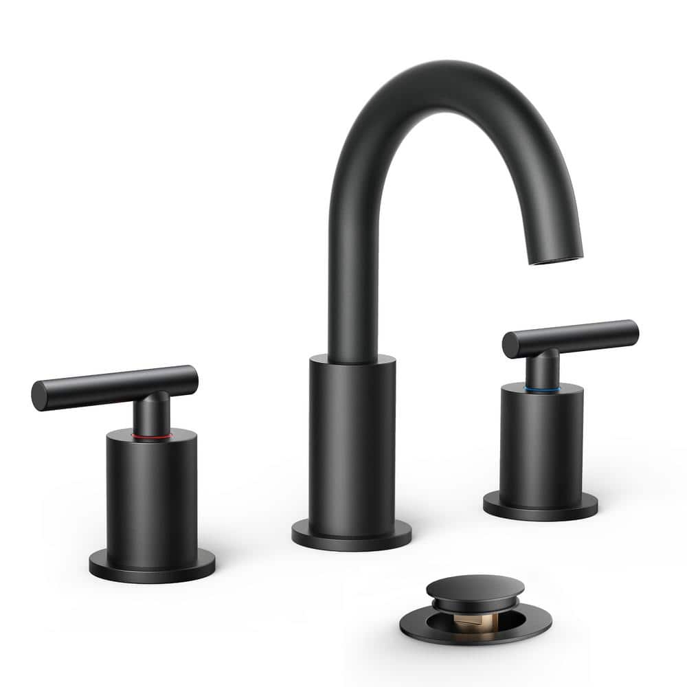 8 in. Widespread Double Handle Bathroom Faucet with Ceramic Disc Valve in M