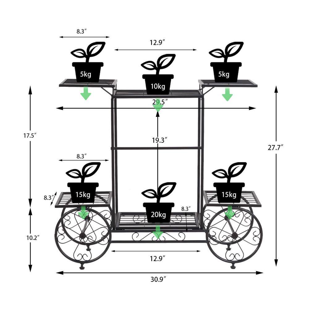 Black Iron 6-Tier Parisian Style Plant Display Cart
