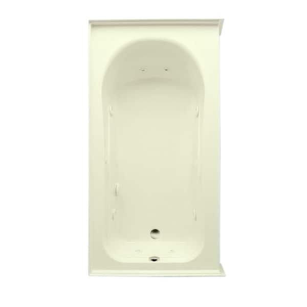 Vincenzo Q 66 in. Soaking Bathtub Acrylic Right Drain in Biscuit Rectangular Alcove
