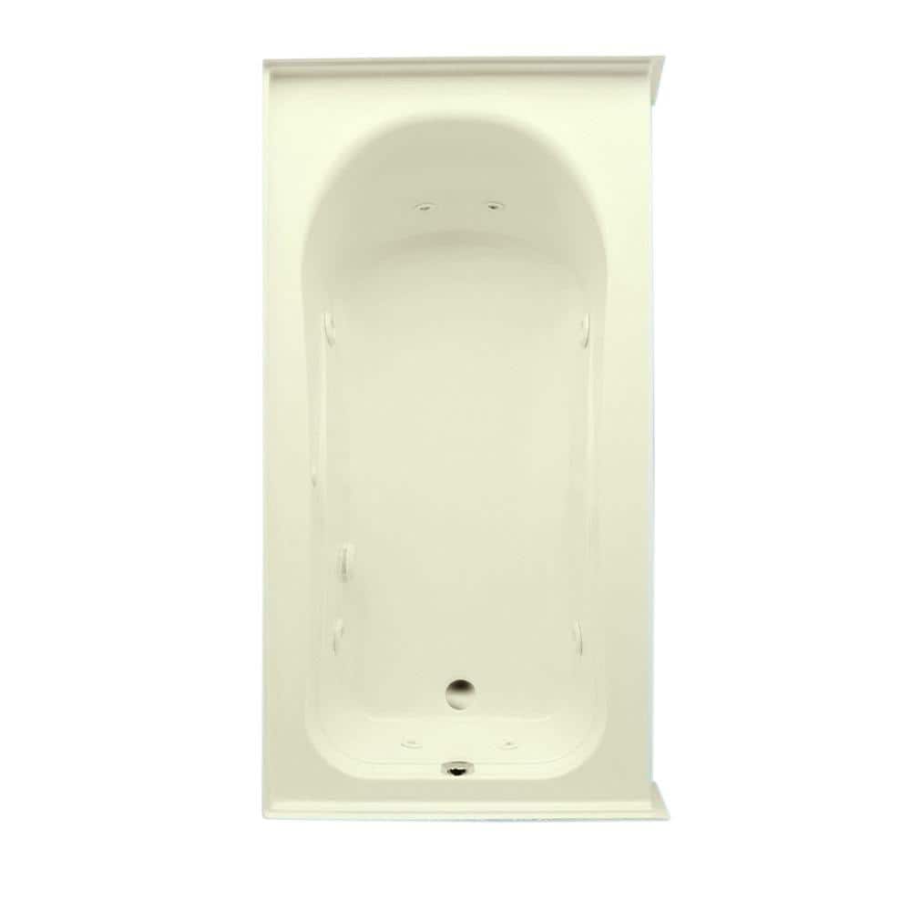 Vincenzo Q 66 in. Acrylic Whirlpool Bathtub Left Drain Rectangular Alcove with Heater in Biscuit price history on PriceWatchPro
