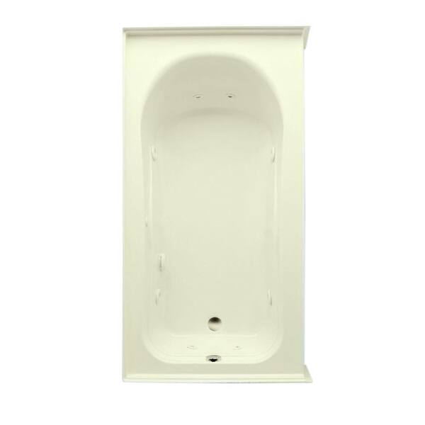 Aquatic Vincenzo Q 66 in. Acrylic Whirlpool Bathtub Right Drain Rectangular Alcove with Heather in Biscuit