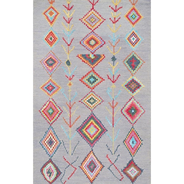 nuLOOM Belini Moroccan Southwestern Symbols Gray Doormat 2 ft. x 3 ft.  Area Rug