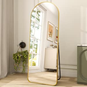 20 in. W x 64 in. H Arched Gold Modern Aluminum Alloy Framed Rounded Full Length Mirror Floor Mirror