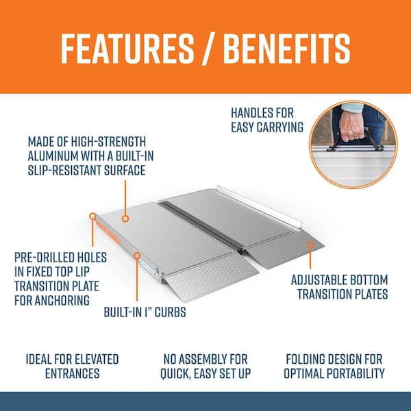 SUITCASE 3 ft. Singlefold Portable Aluminum Wheelchair Ramp