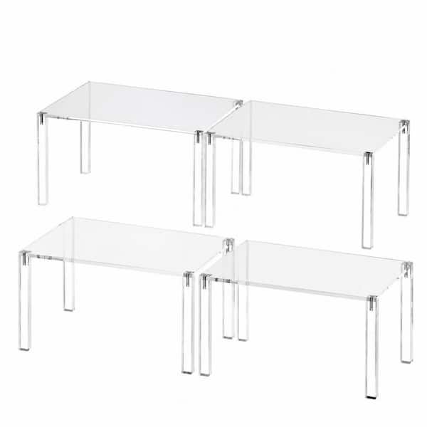 Clear Acrylic Cabinet Organizer Shelf Riser Set of 4 for Kitchen Pantry and Countertop Storage