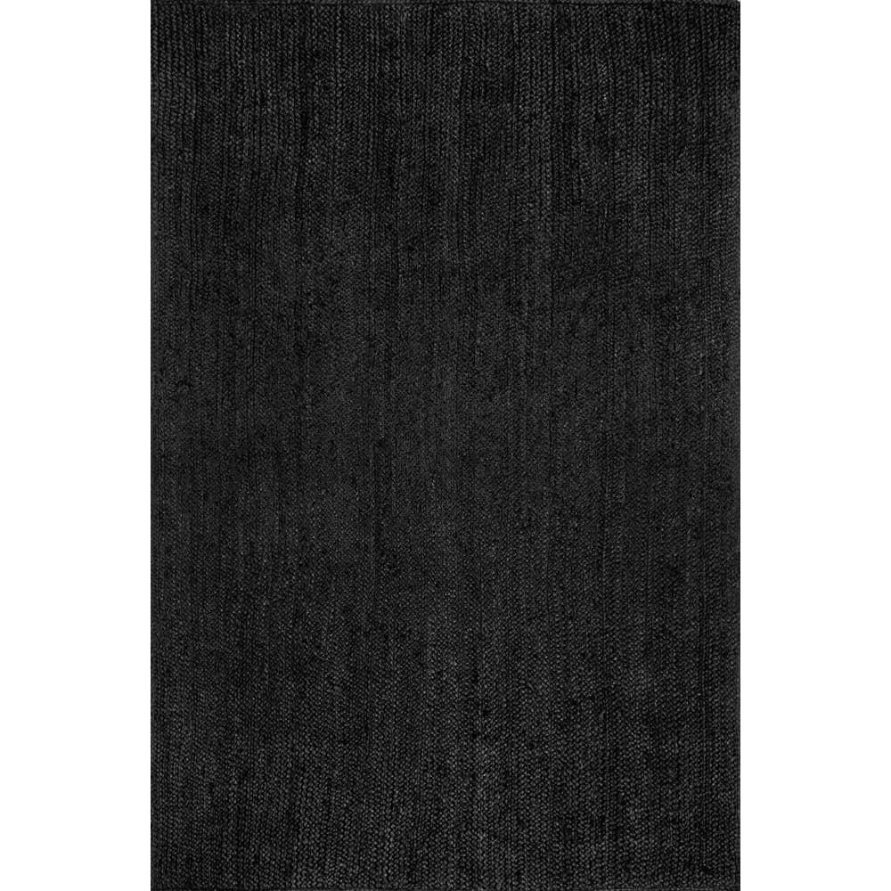 Handmade Black Braided Jute Area Rug 4' x 6'