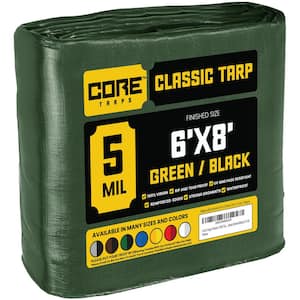 6 ft. x 8 ft. Green/Black 5 Mil Heavy Duty Polyethylene Tarp, Waterproof, UV Resistant, Rip and Tear Proof