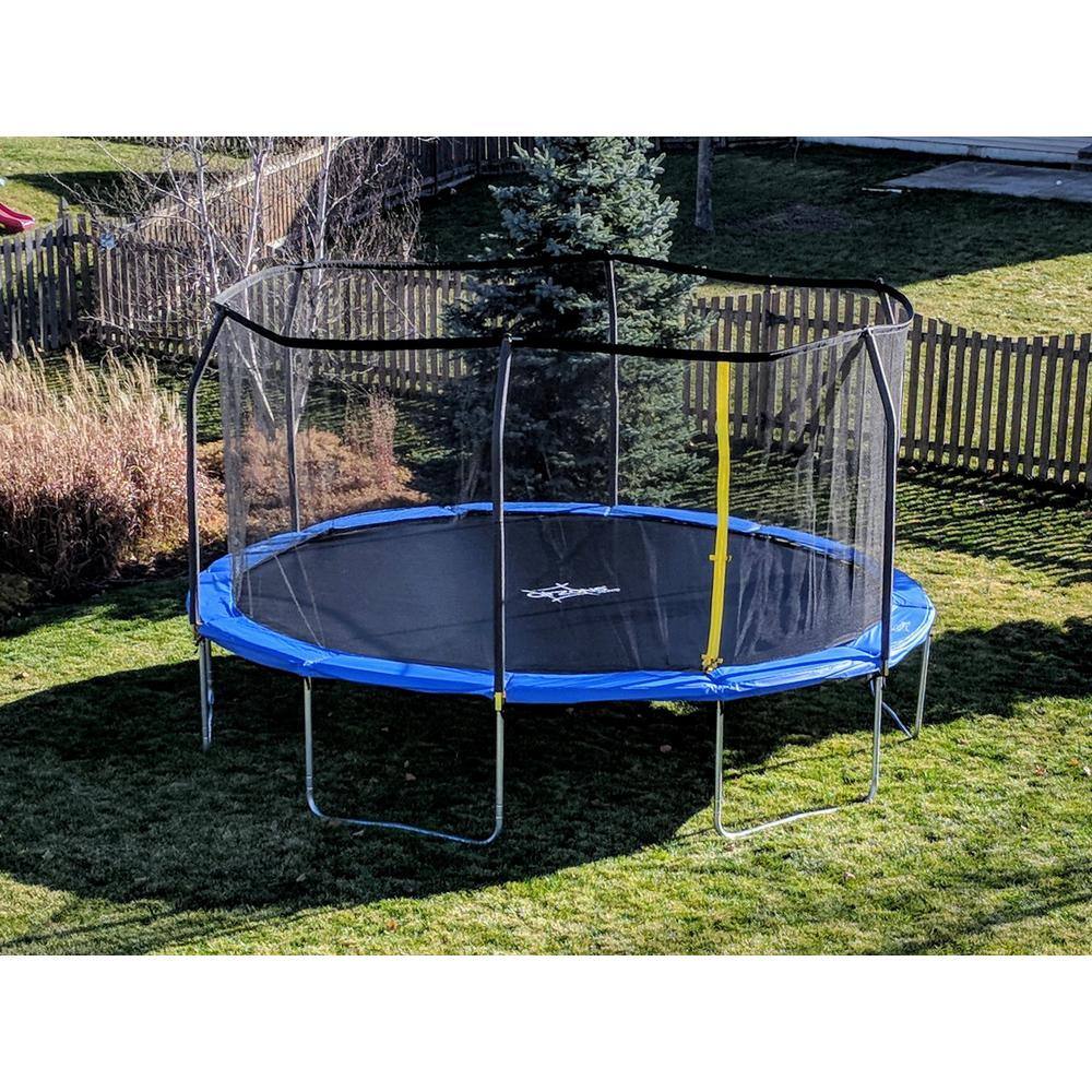 12' Blue Round Trampoline with Enclosure