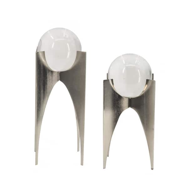 A & B Home Silver Iron, Crystal Sculpture