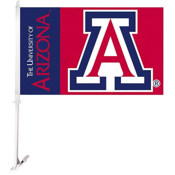 BSI Products NCAA 11 in. x 18 in. Arizona 2-Sided Car Flag with 1-1/2 ft. Plastic Flagpole (Set of 2)