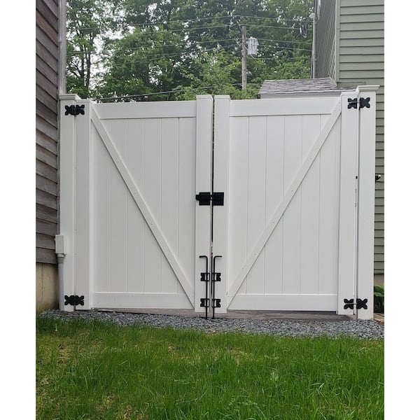 Weatherables Savannah 7.4 ft. W x 6 ft. H Tan Vinyl Privacy Double Fence Gate Kit