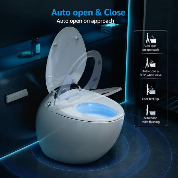 Elongated Bidet Toilet 1.28 GPF Smart Toilet with Powerful Flush Foot Sensor Operation Heat Seat Warm Water In White