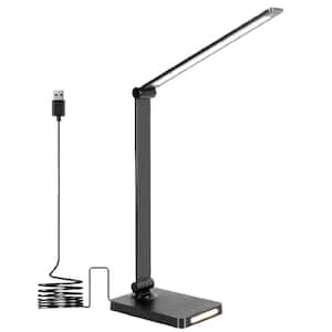 24 in. Black Dimmable Architect Lamp with USB Port and Adjustable Lamp Head Touch 3-Color Mode LED Desk Lamp with USB